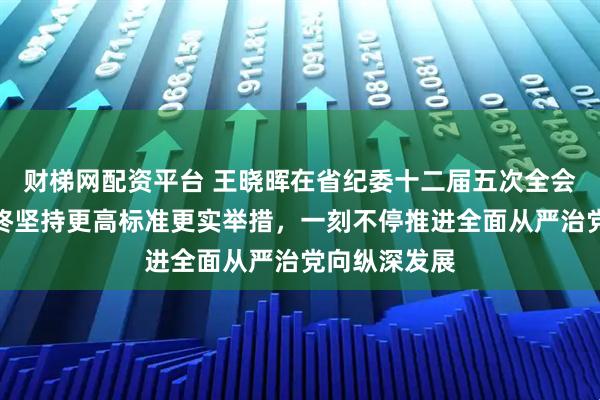 财梯网配资平台 王晓晖在省纪委十二届五次全会上强调：始终坚持更高标准更实举措，一刻不停推进全面从严治党向纵深发展
